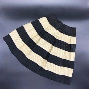 Xhilaration Black & Cream Striped Mini Skirt – Gold Thread, Stretch Waist, M